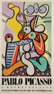 Cartel de la exposición retrospectiva de Picasso en el MoMA